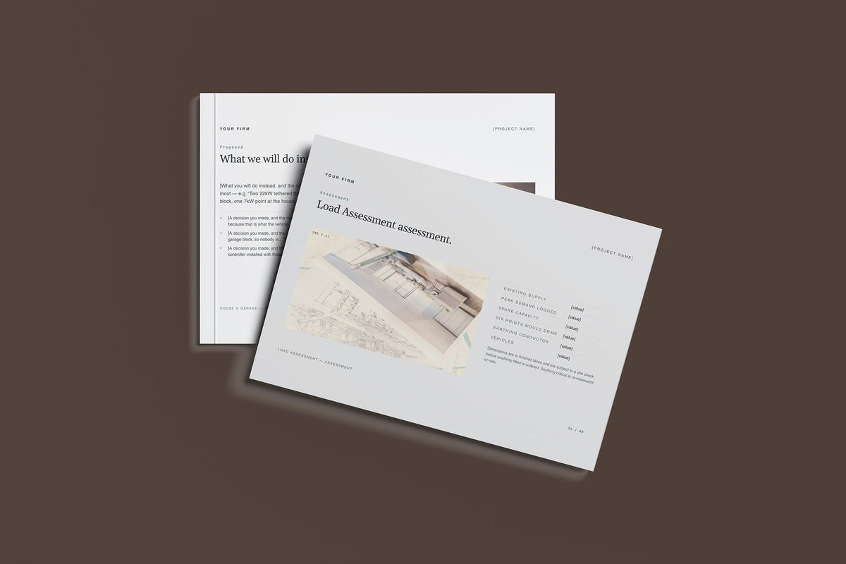 EV Charging Client Package, Slate colourway, front and back cover mockup
