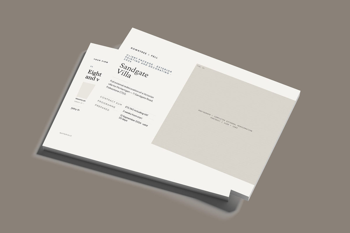 Exterior Painter Client Package, Standard colourway, stacked books mockup