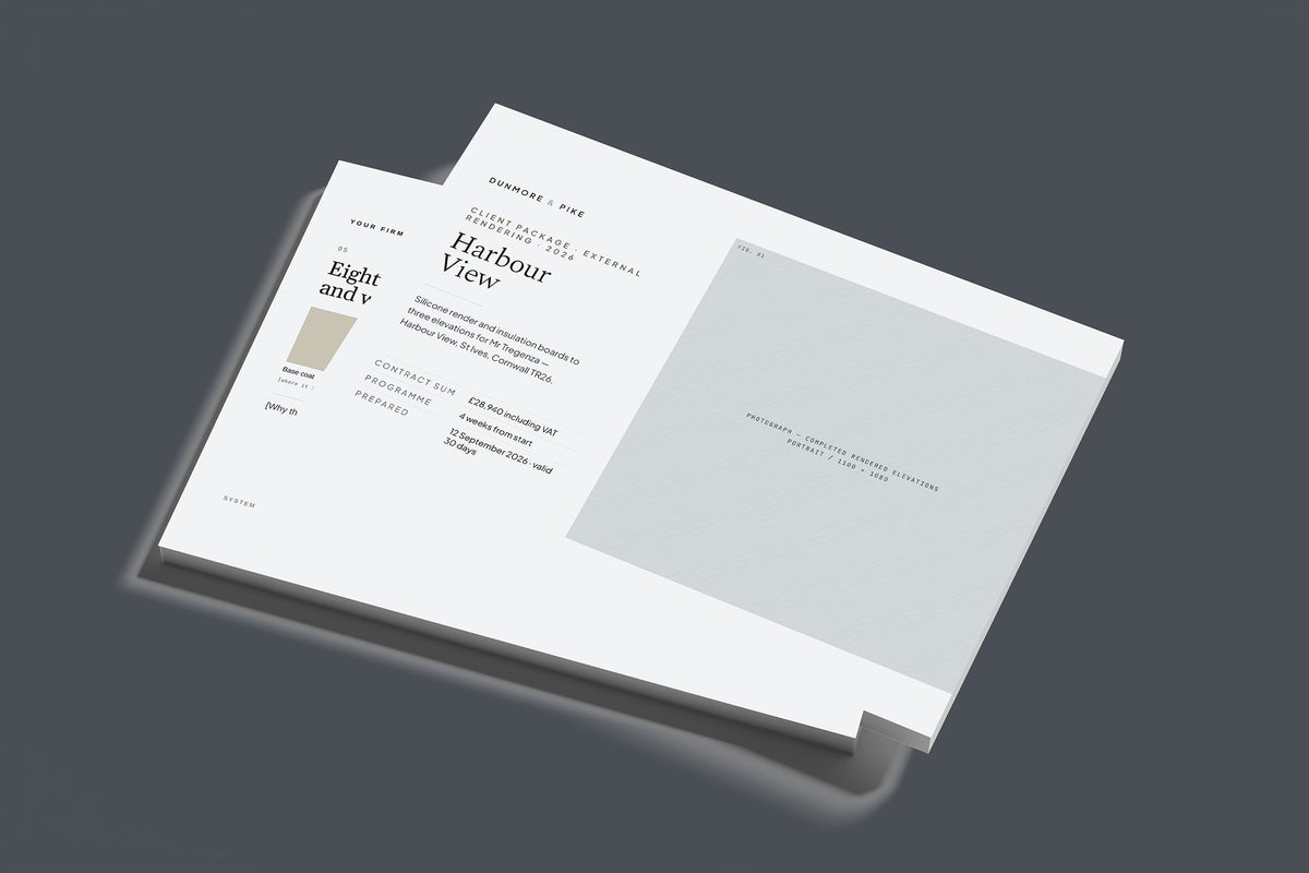 External Rendering Client Package, Slate colourway, stacked books mockup