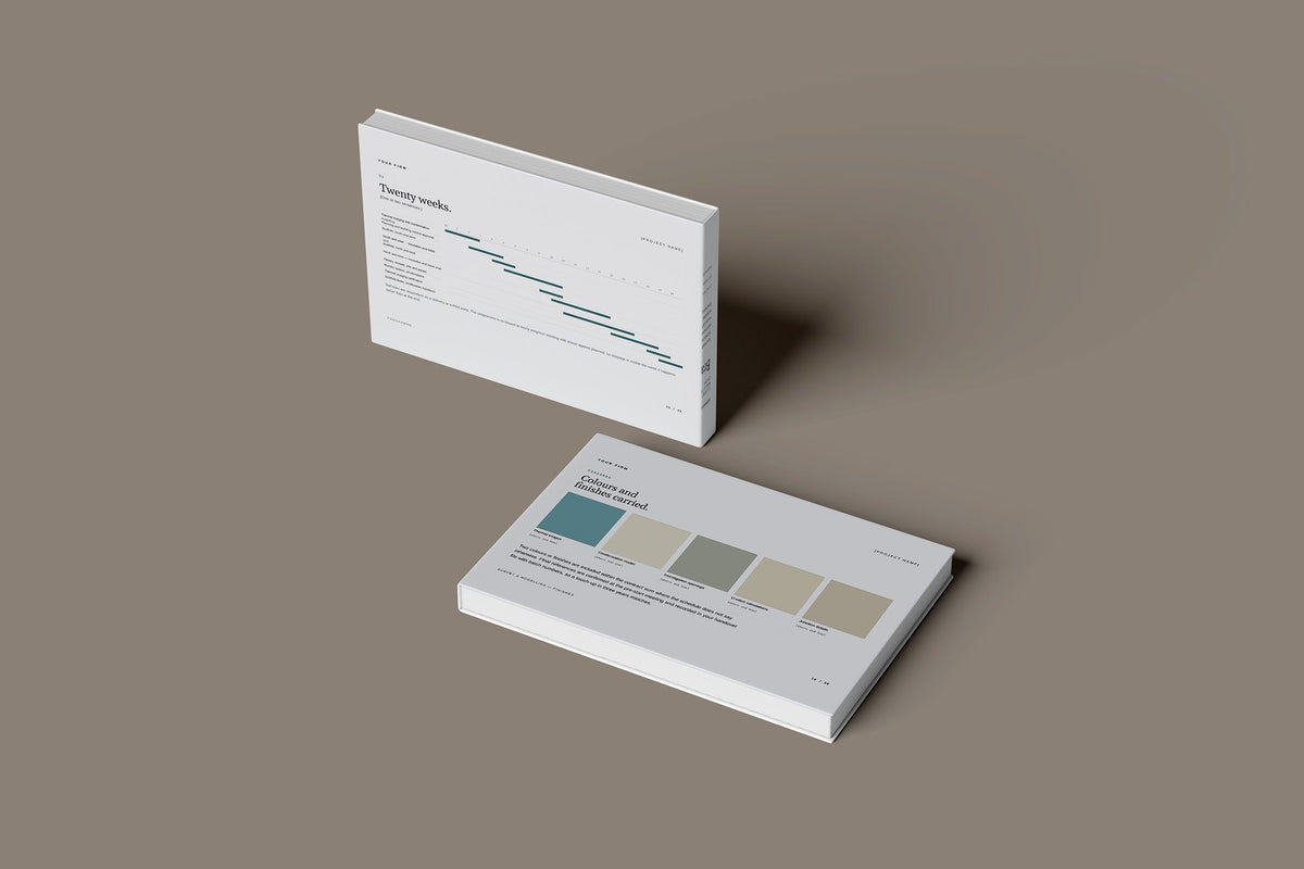 External Wall Insulation Client Package, Slate colourway, floating books mockup