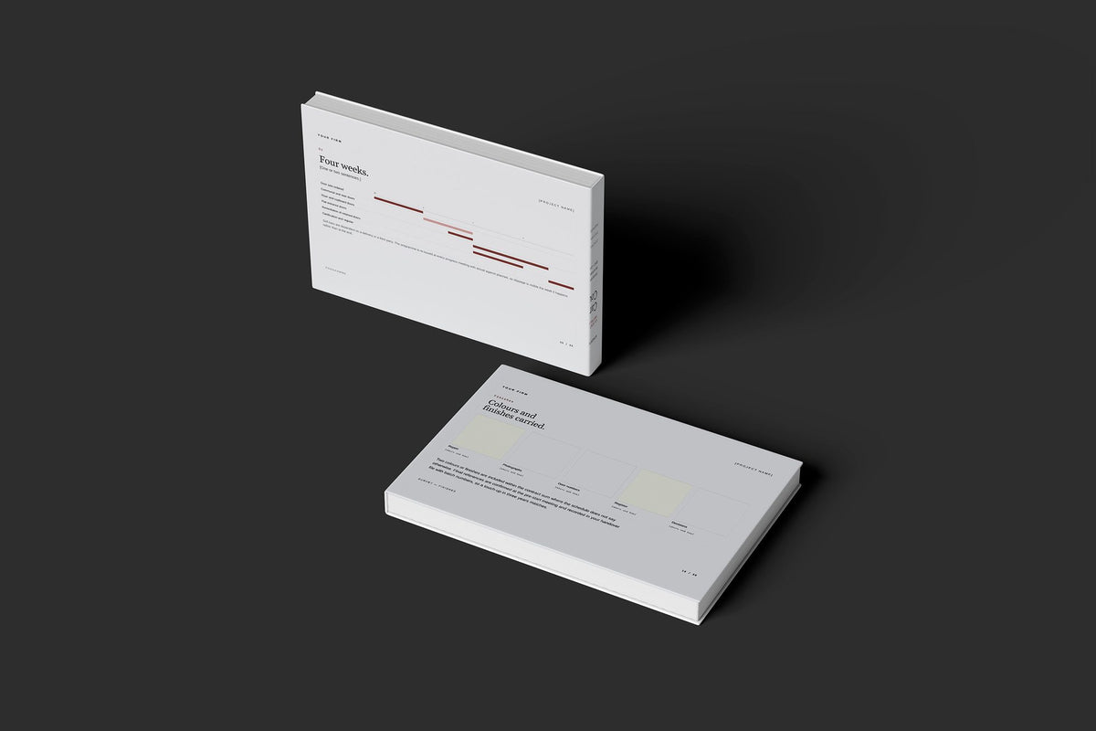 Fire Doors Client Package, Slate colourway, floating books mockup