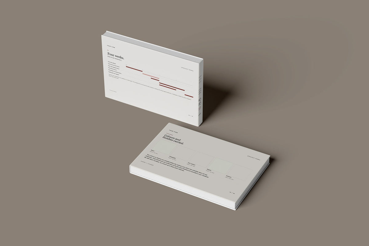 Fire Doors Client Package, Standard colourway, floating books mockup