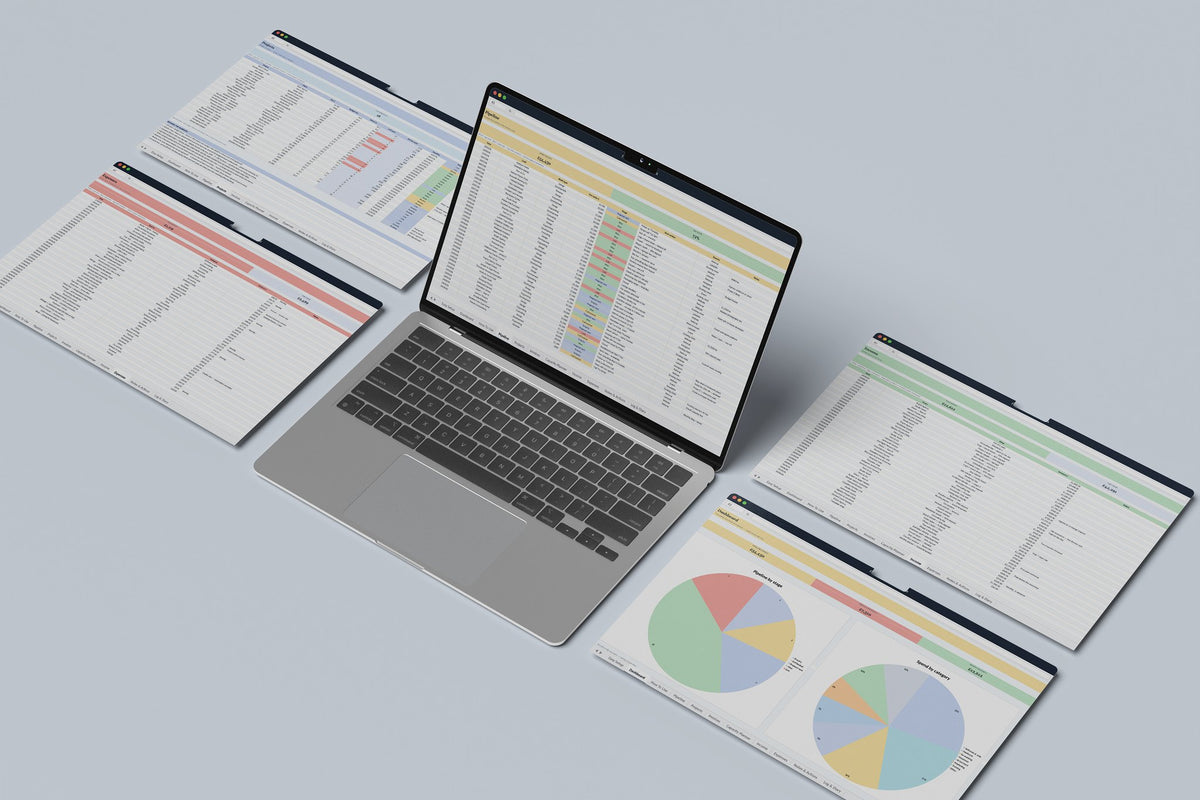 Freelancer OS Excel template, Pipeline tab on a laptop screen
