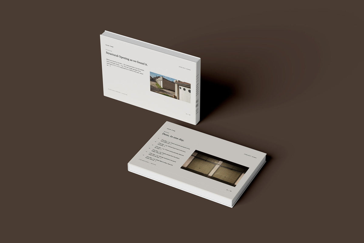 Garage Doors Client Package, Standard colourway, floating books mockup