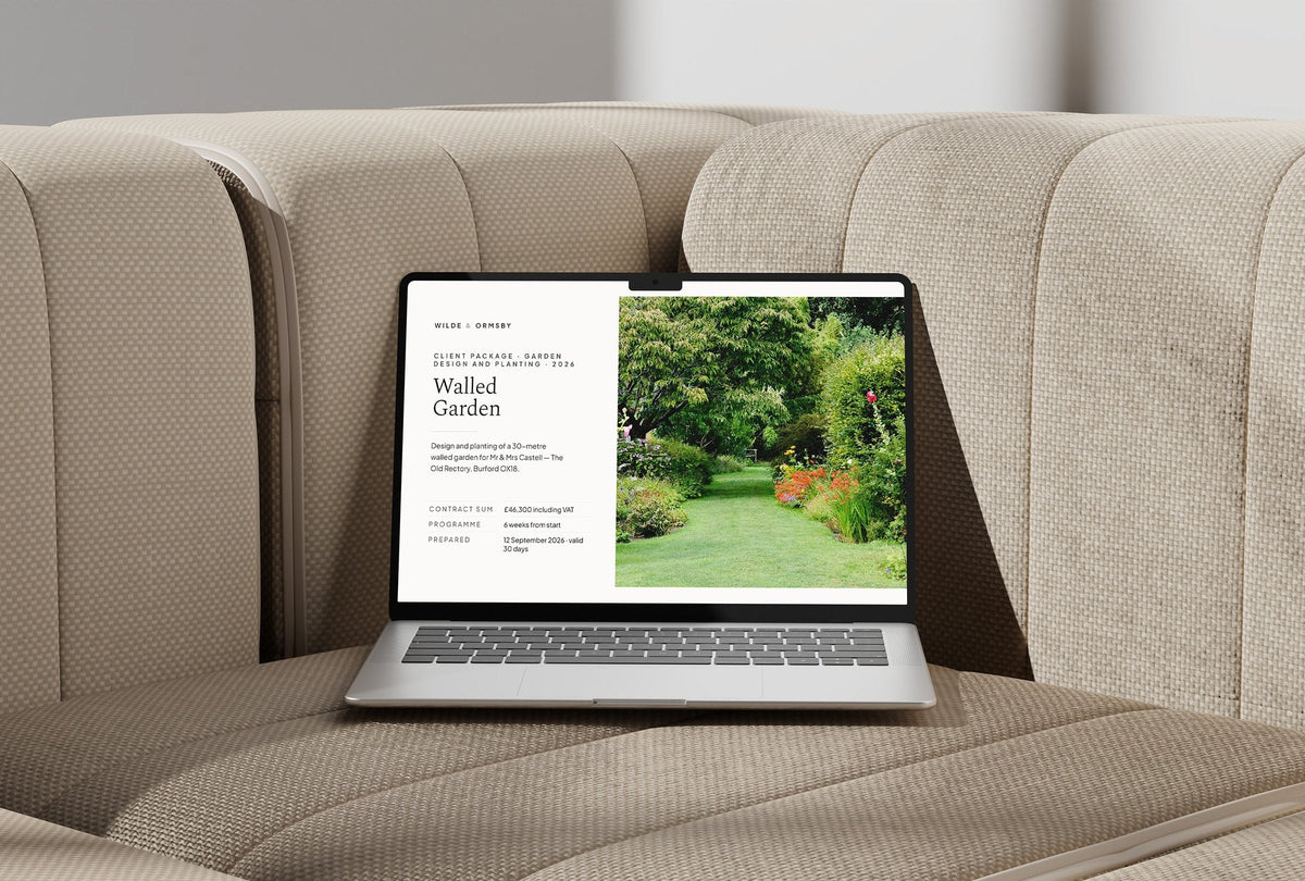 Garden Design and Planting Client Package, Ivory colourway, laptop screen mockup