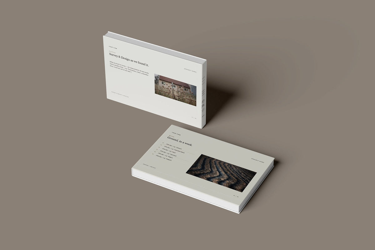 Garden Design and Planting Client Package, Oat colourway, floating books mockup