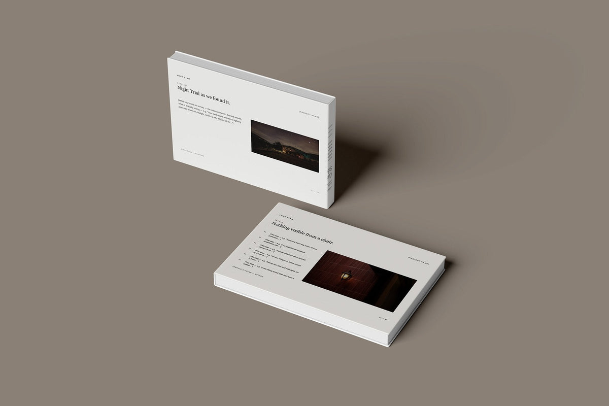 Garden Lighting Client Package, Ivory colourway, floating books mockup