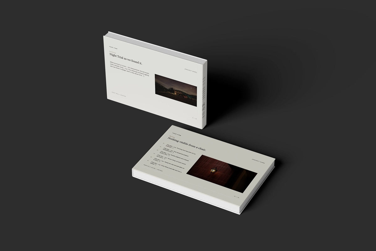 Garden Lighting Client Package, Oat colourway, floating books mockup