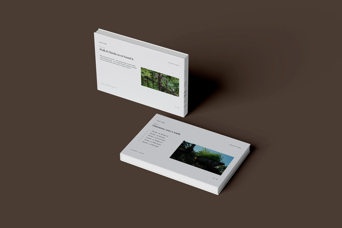 Garden Maintenance Client Package, Slate colourway, floating books mockup