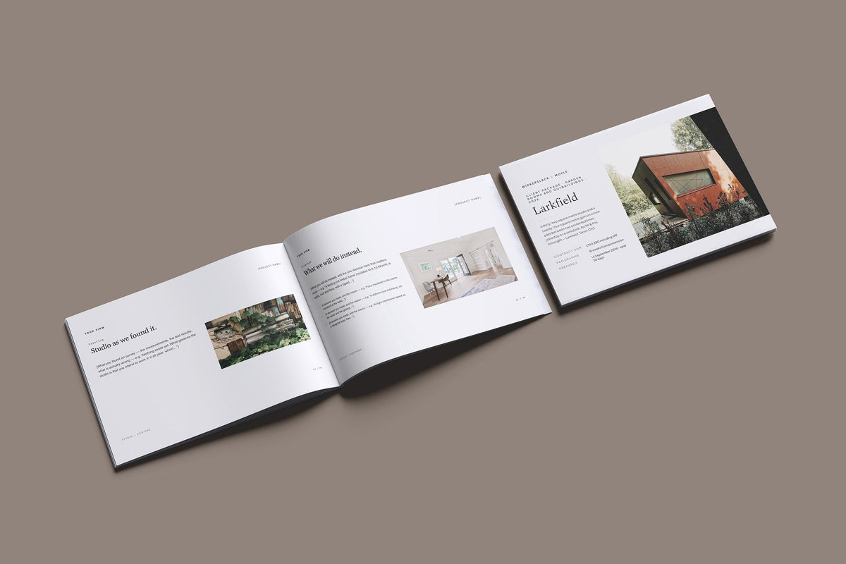 Garden Room Client Package, Standard colourway, cover and inside spread mockup