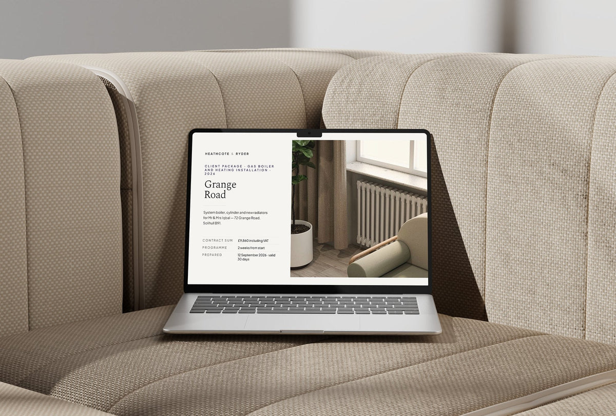 Gas Boiler and Heating Client Package, Standard colourway, laptop screen mockup