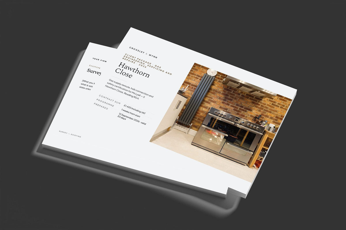 Gas Engineer Client Package, Slate colourway, stacked books mockup