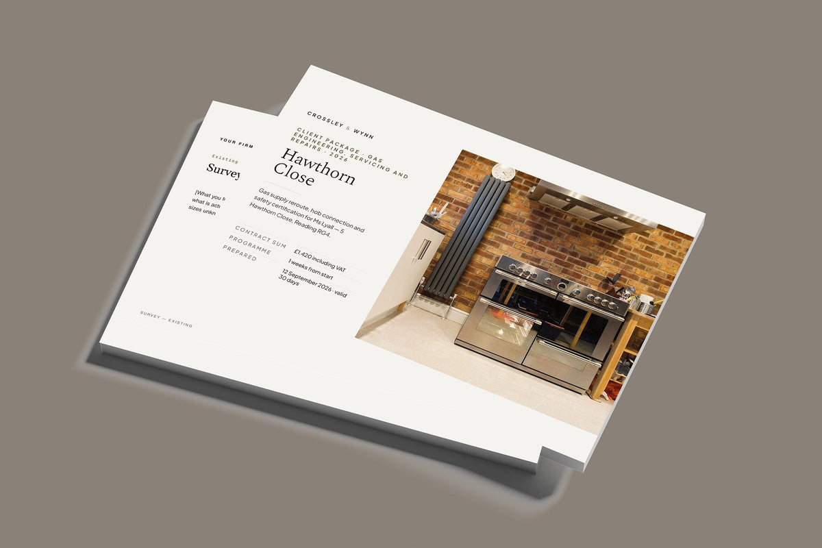 Gas Engineer Client Package, Standard colourway, stacked books mockup