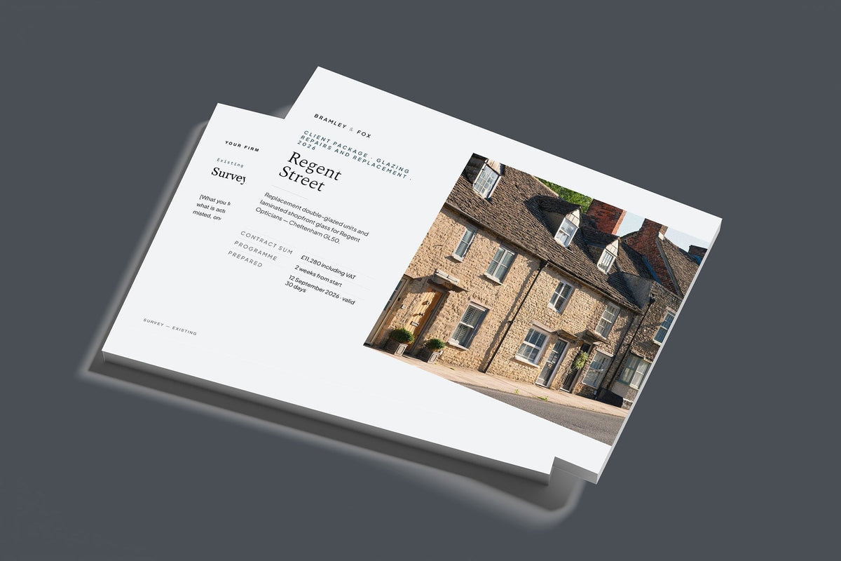 Glazier Client Package, Slate colourway, stacked books mockup