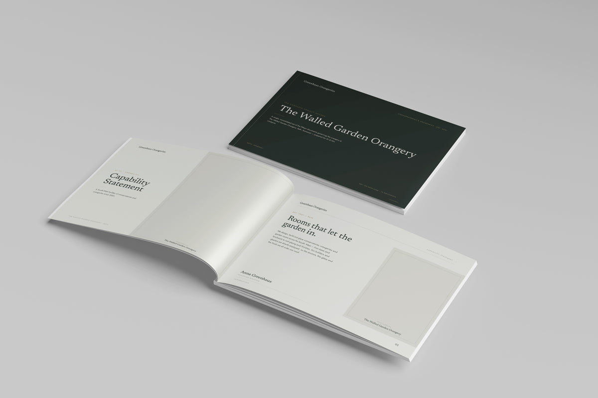 Orangery & Conservatory Builder Project Pack in PowerPoint, printed cover shown at an angle