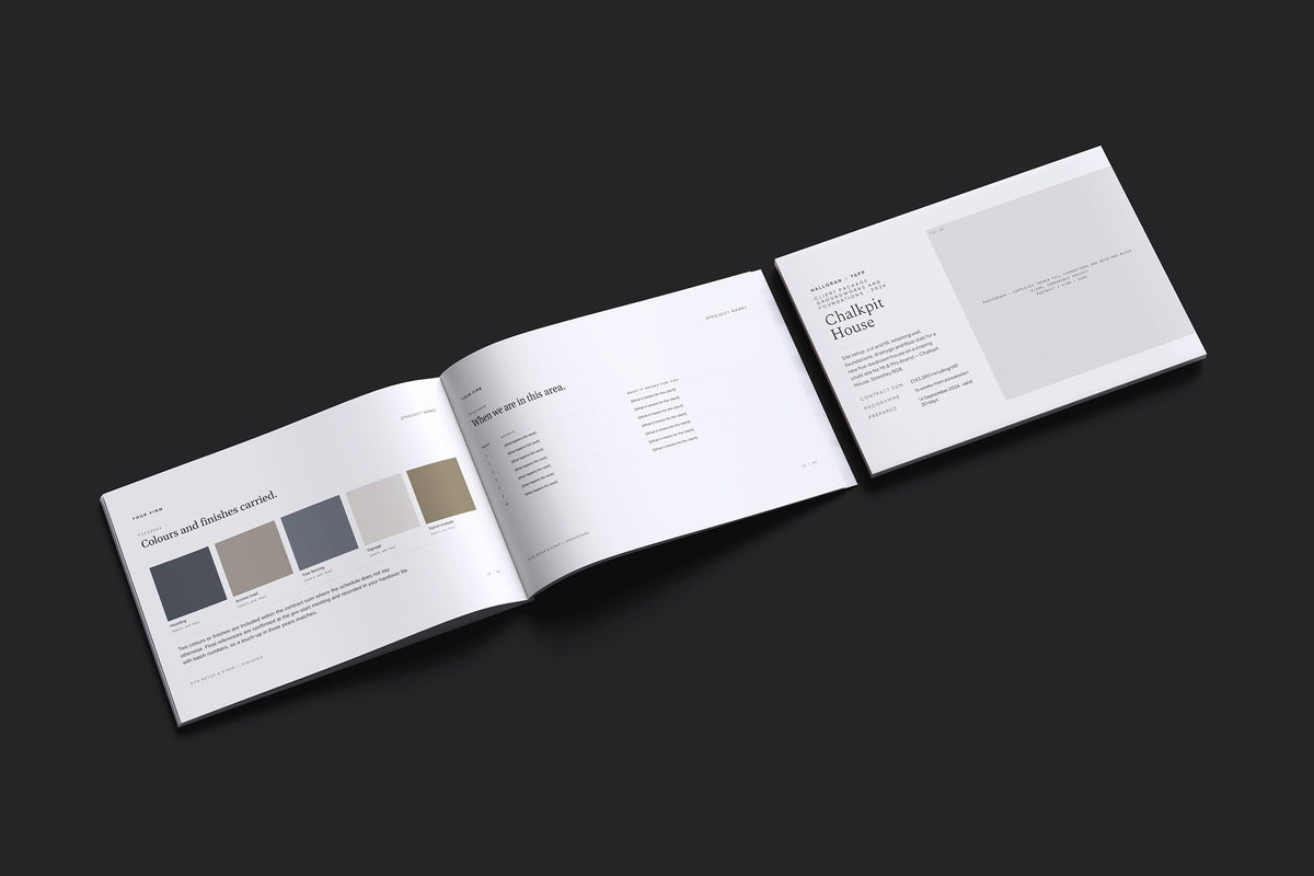 Groundworks Client Package, Ivory colourway, cover and inside spread mockup