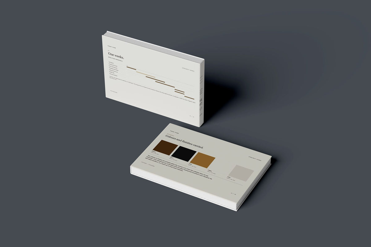 Handyman Client Package, Oat colourway, floating books mockup