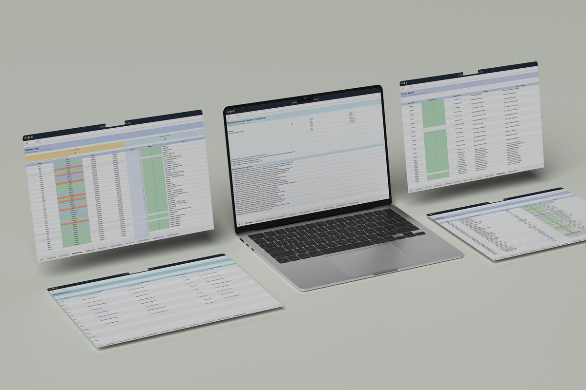 Holiday and Absence Planner Excel template, Easy Setup tab on a laptop screen