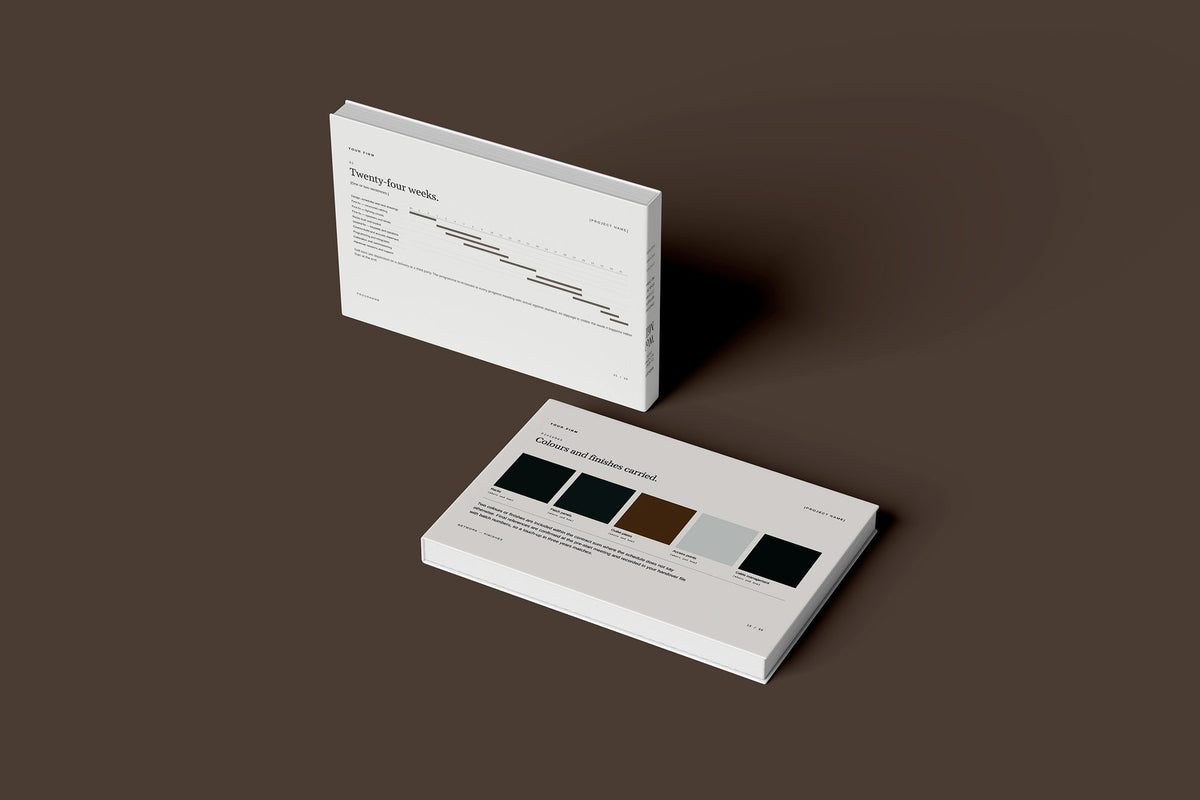 Home Automation Client Package, Ivory colourway, floating books mockup