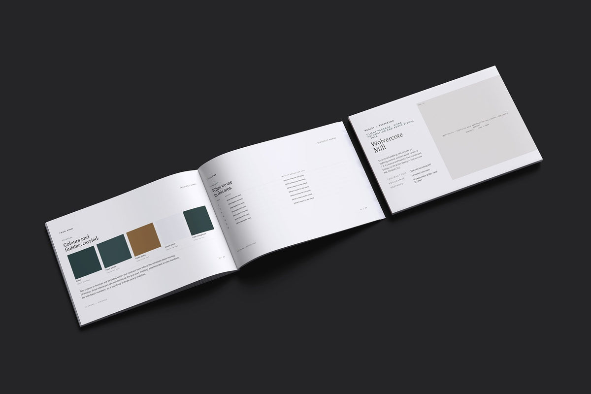 Home Automation Client Package, Standard colourway, cover and inside spread mockup