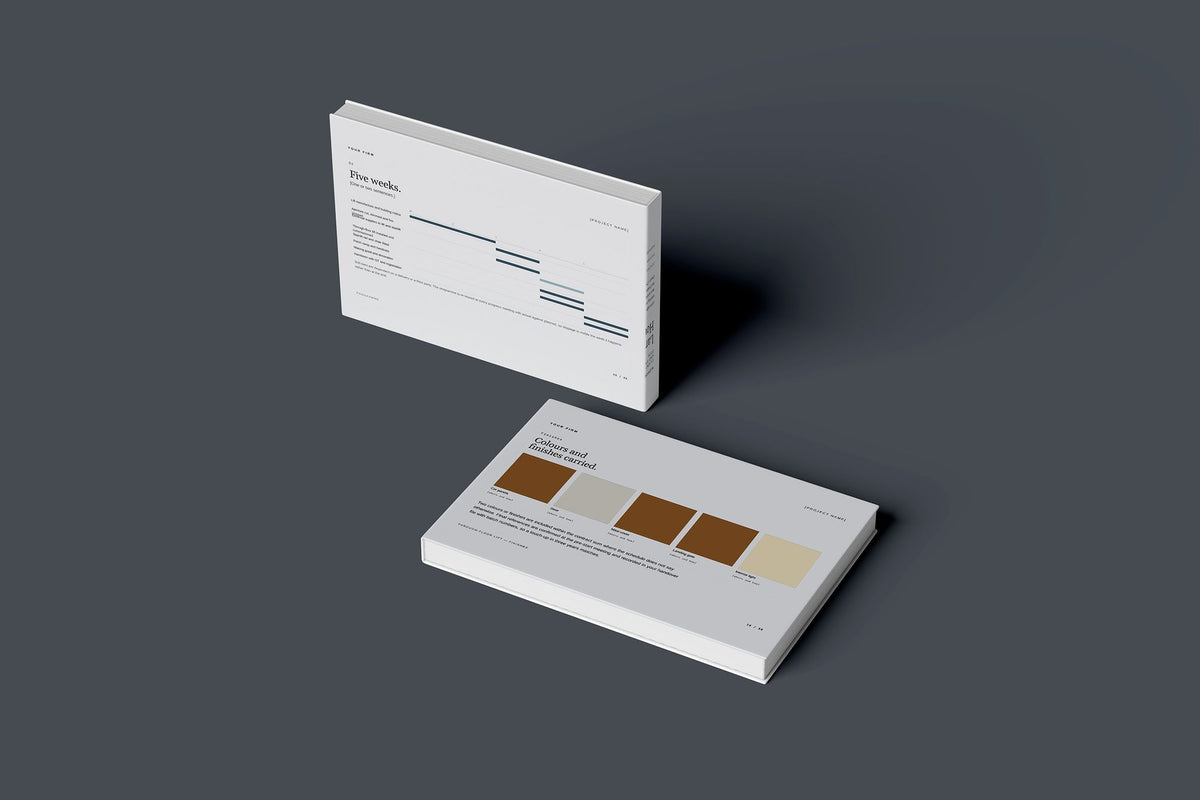 Home Lift Client Package, Slate colourway, floating books mockup