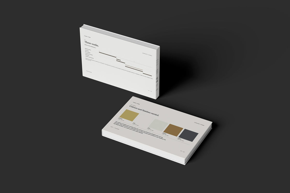 Insulation Installer Client Package, Ivory colourway, floating books mockup