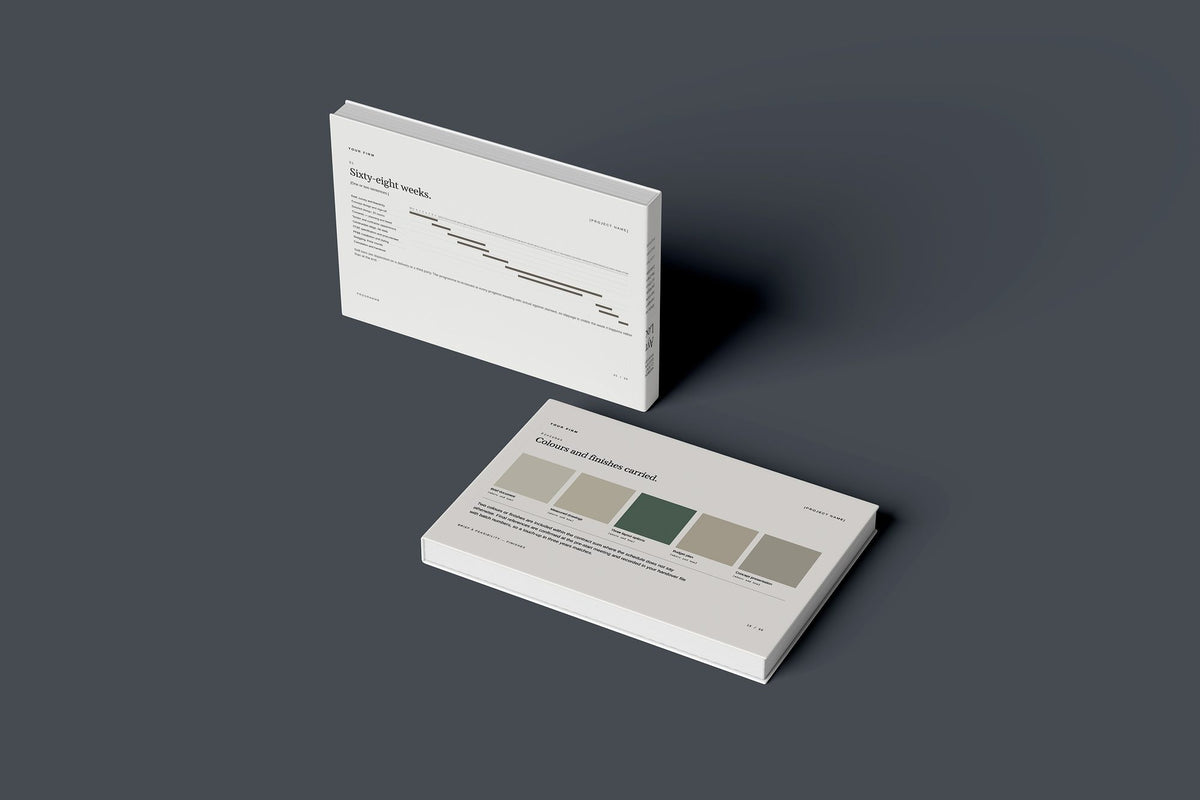 Interior Design Client Package, Ivory colourway, floating books mockup