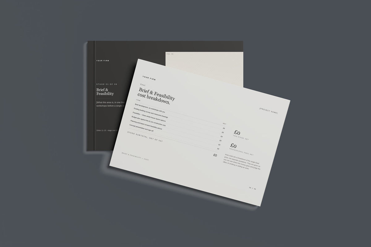 Interior Design Client Package, Standard colourway, front and back cover mockup