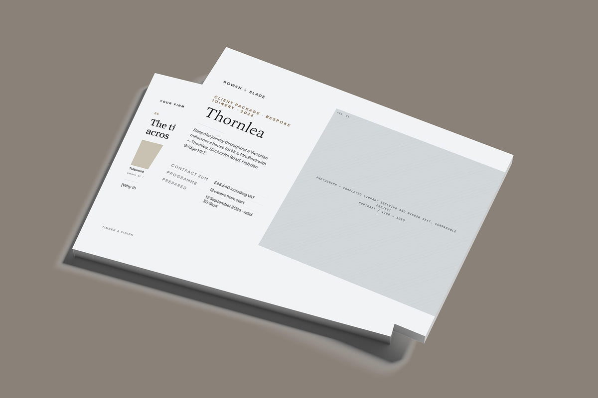 Joiner Client Package, Slate colourway, stacked books mockup