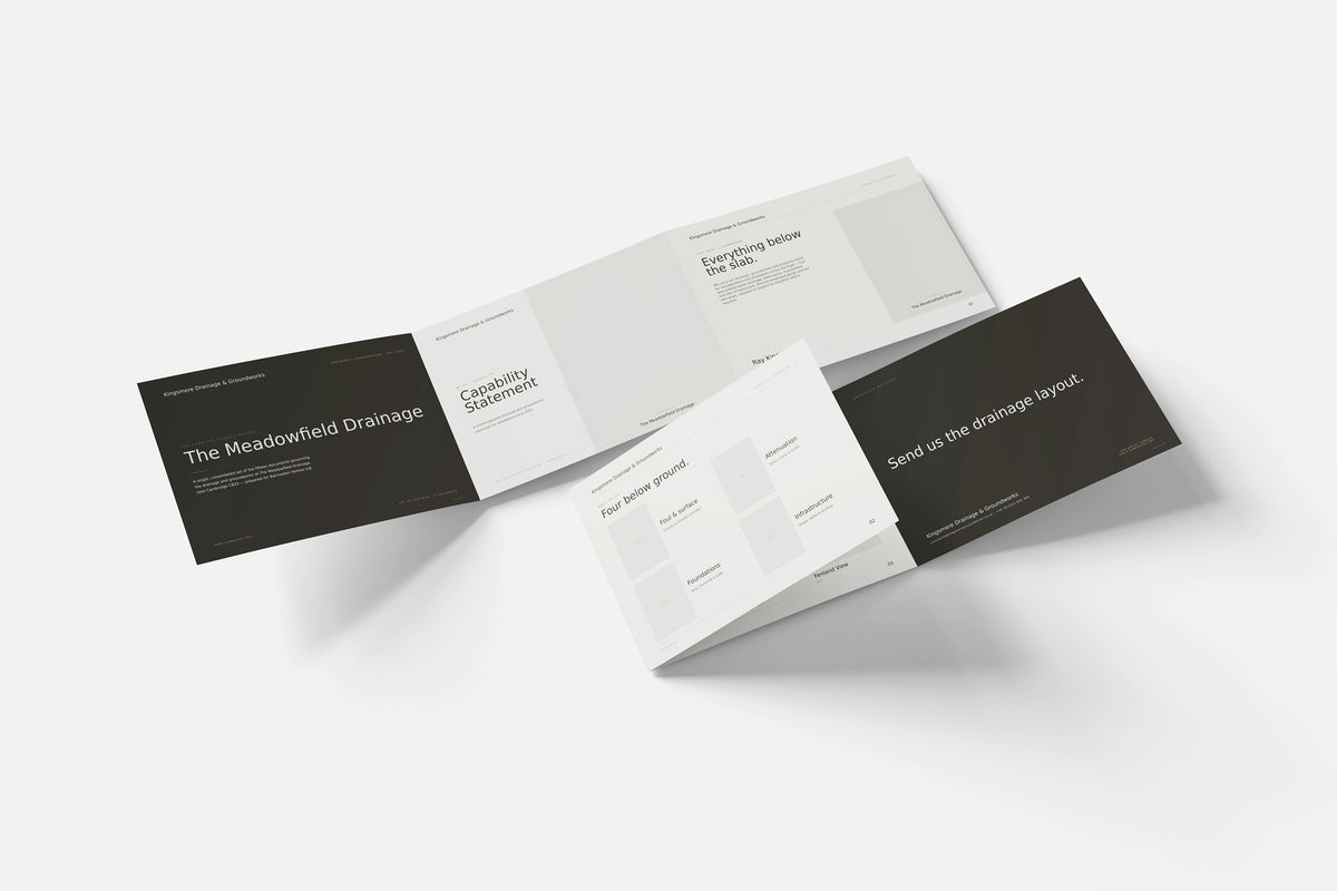 Groundworks & Drainage Contractor Project Pack in PowerPoint, fold out pages laid together