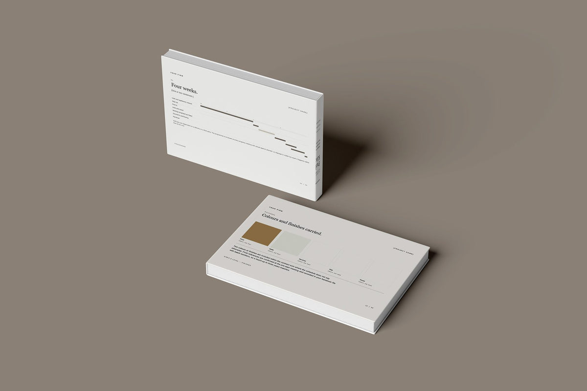 Kitchen Fitter Client Package, Ivory colourway, floating books mockup
