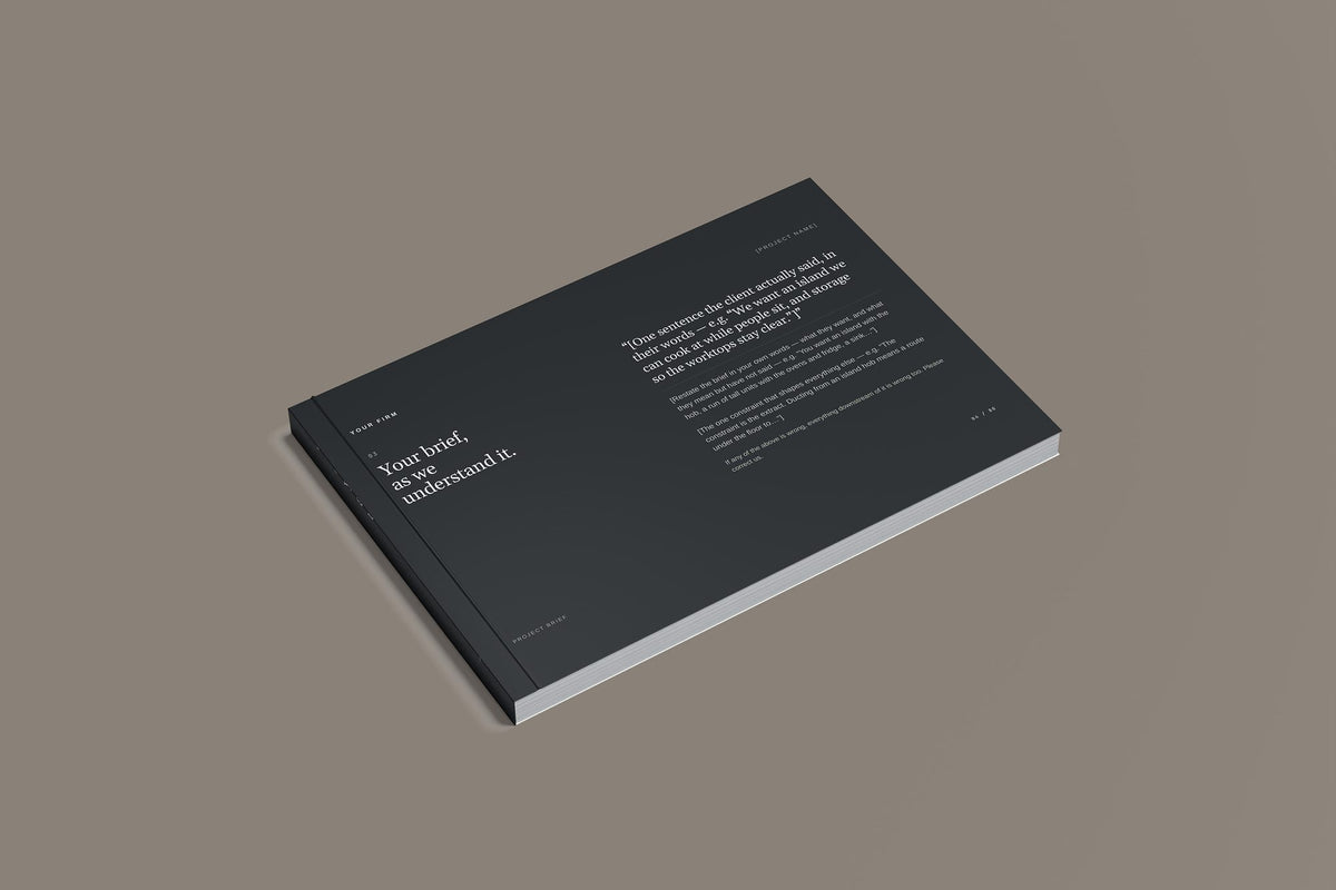 Kitchen Fitter Client Package, Slate colourway, closed magazine mockup