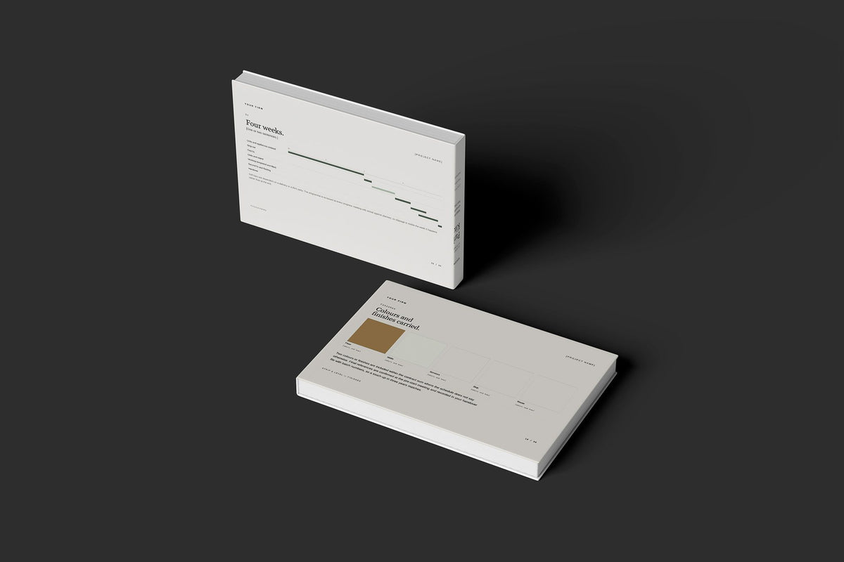 Kitchen Fitter Client Package, Standard colourway, floating books mockup