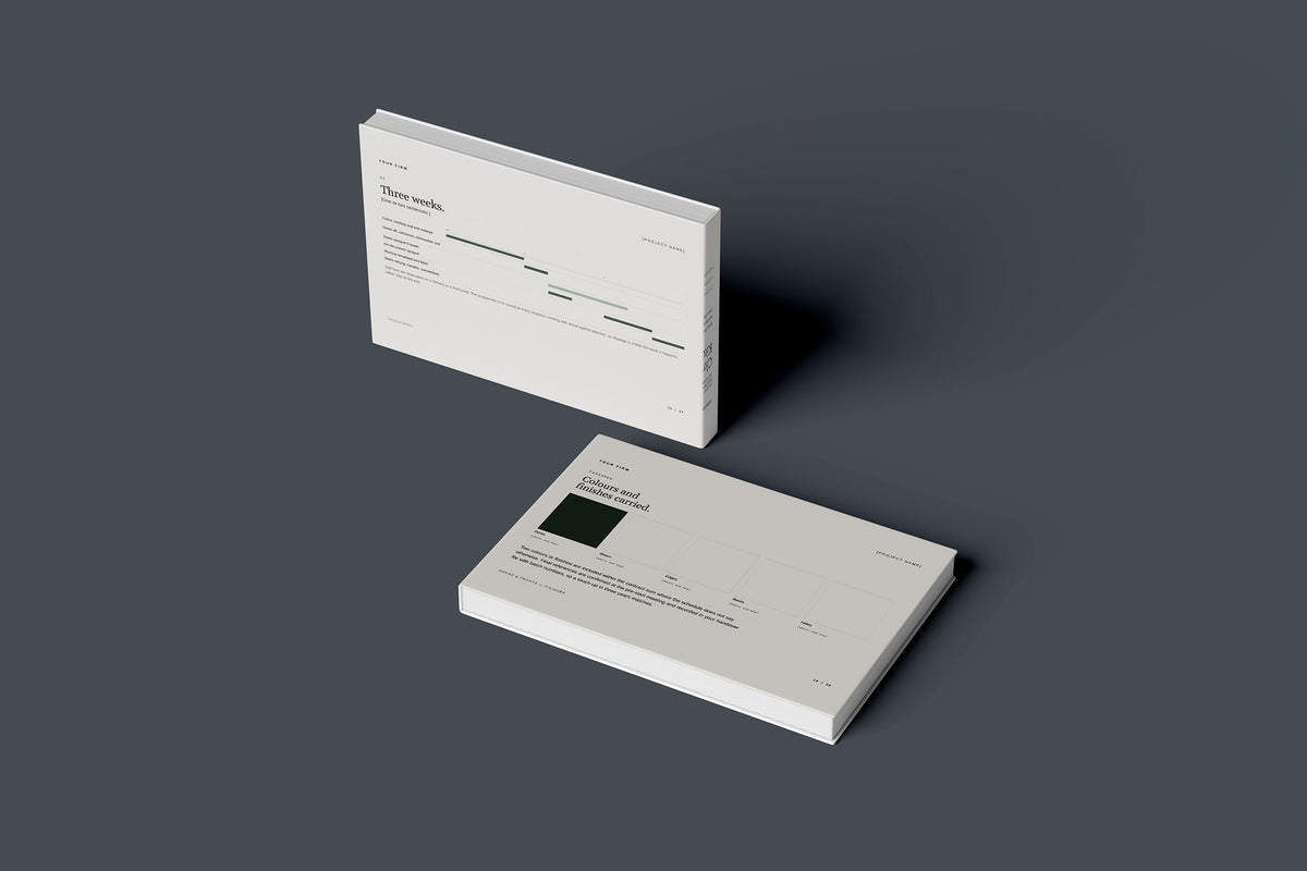 Kitchen Respray Client Package, Standard colourway, floating books mockup
