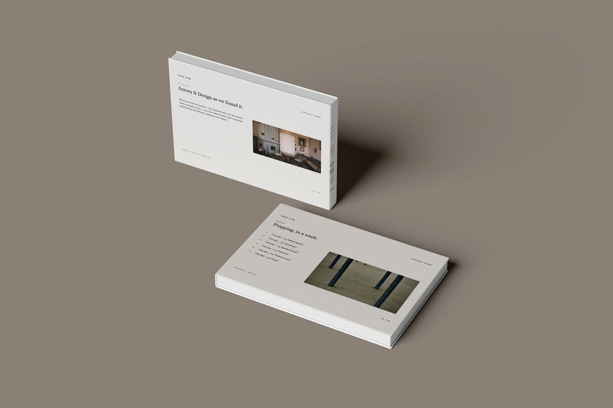 Knock Through and Open Plan Client Package, Standard colourway, floating books mockup
