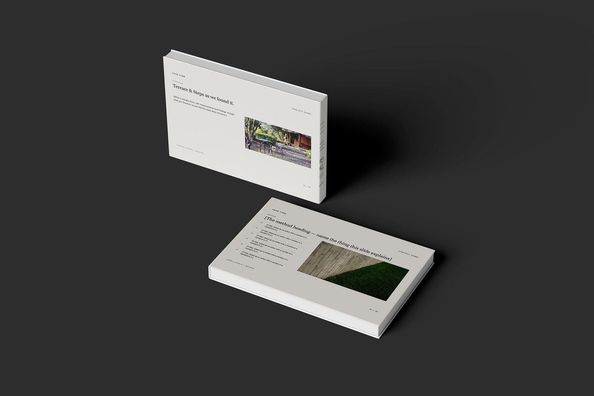 Landscaper Client Package, Standard colourway, floating books mockup