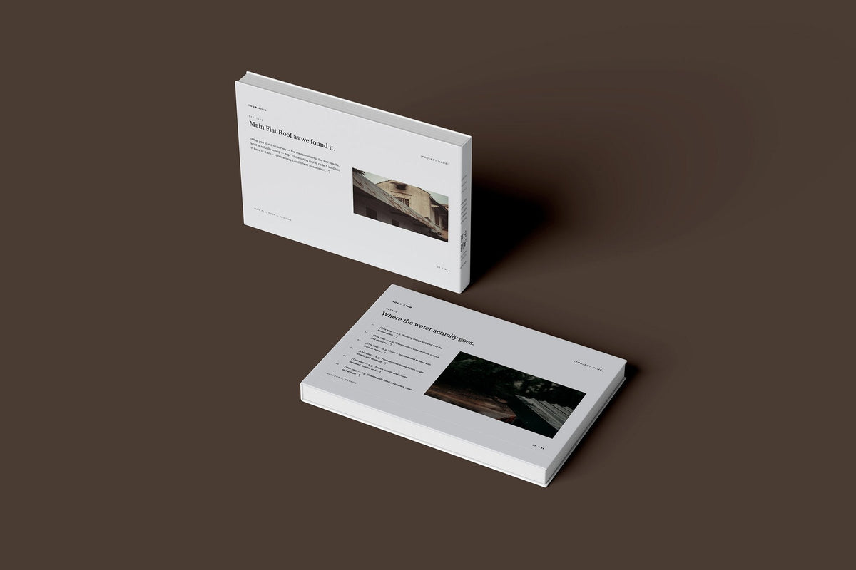 Leadwork Client Package, Slate colourway, floating books mockup