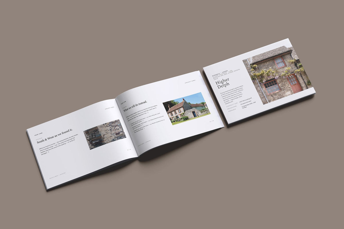 Lime Repointing Client Package, Standard colourway, cover and inside spread mockup