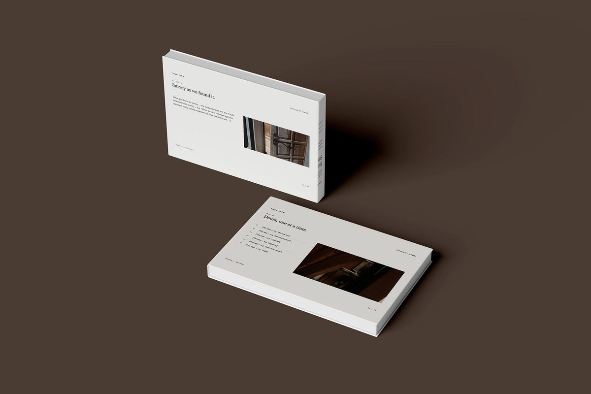 Locksmith Client Package, Ivory colourway, floating books mockup