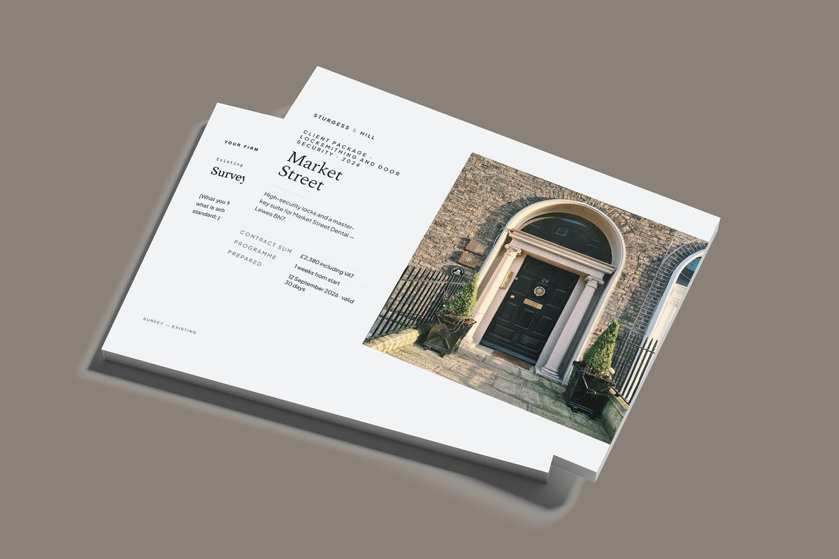 Locksmith Client Package, Slate colourway, stacked books mockup
