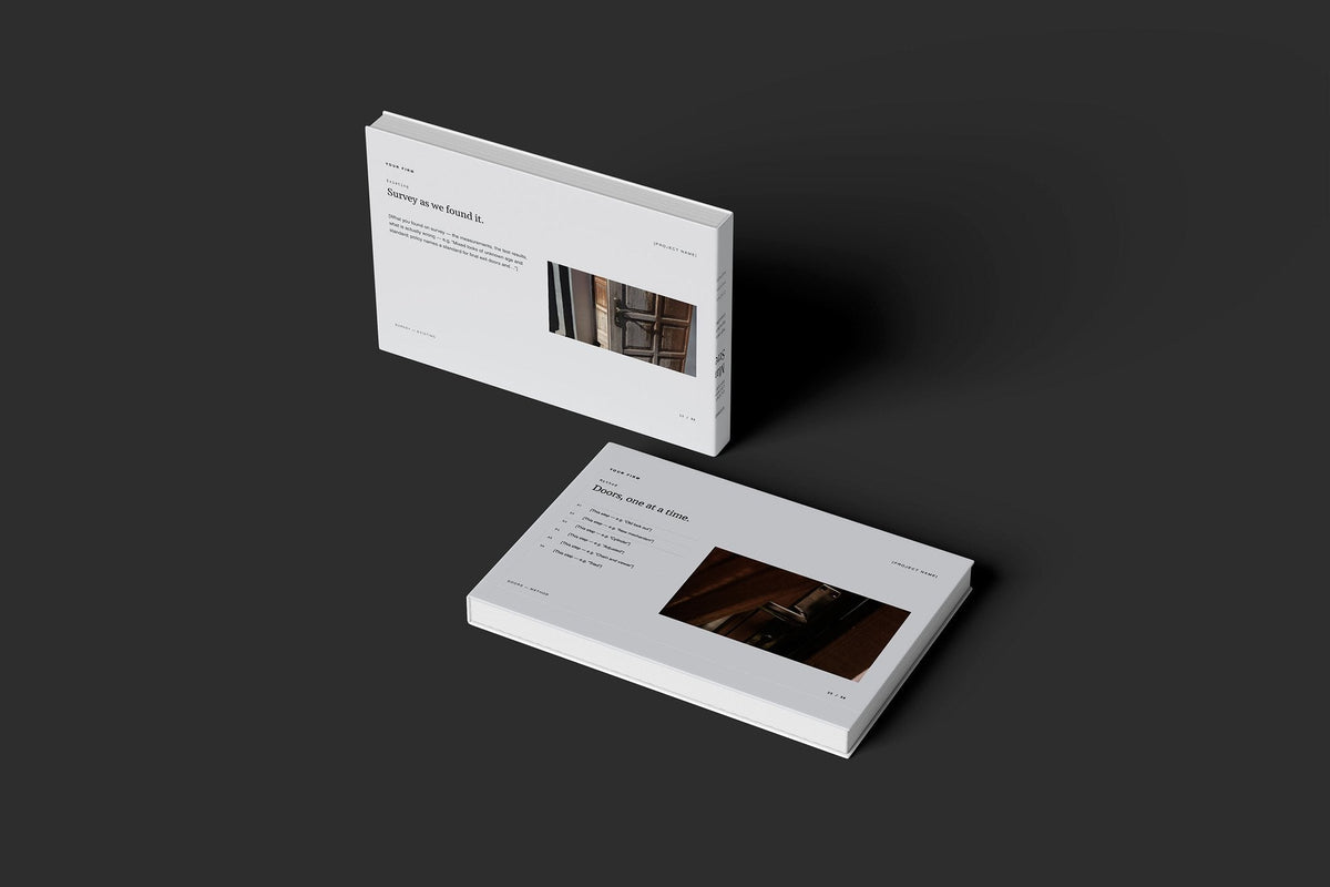 Locksmith Client Package, Slate colourway, floating books mockup