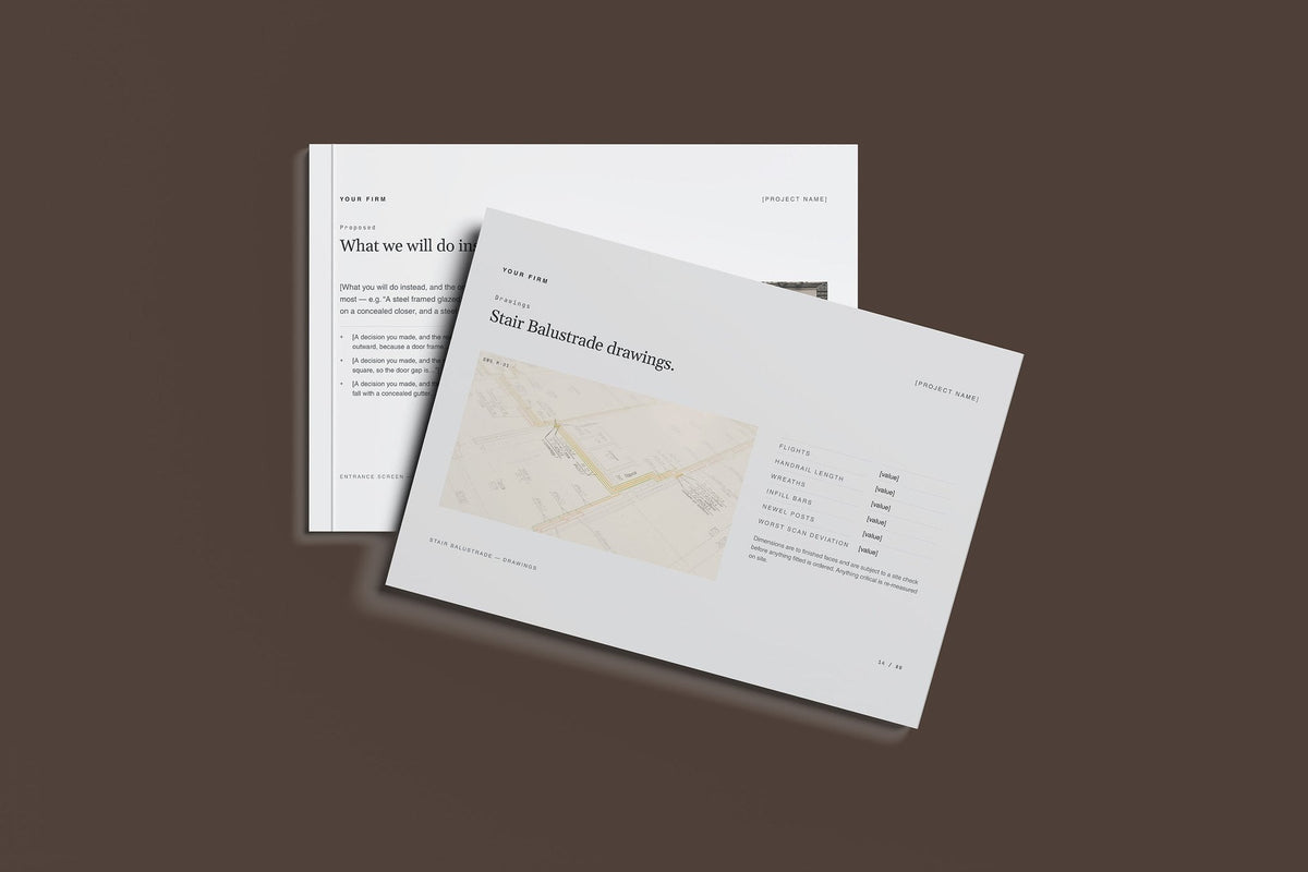 Metalwork Client Package, Slate colourway, front and back cover mockup