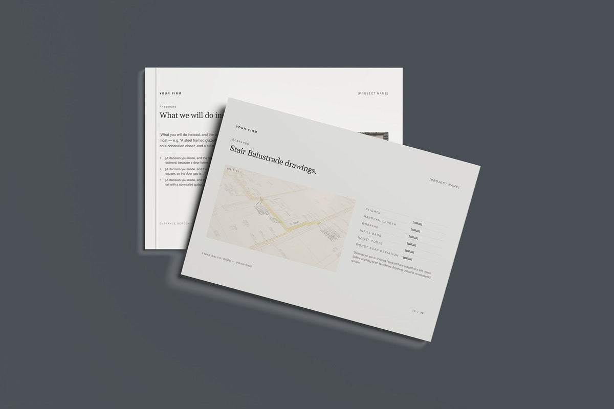 Metalwork Client Package, Standard colourway, front and back cover mockup