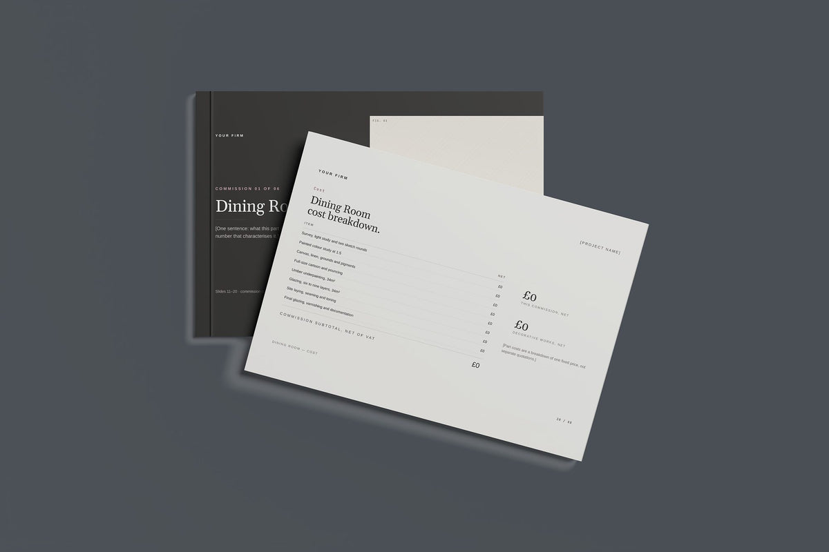 Muralist Client Package, Standard colourway, front and back cover mockup