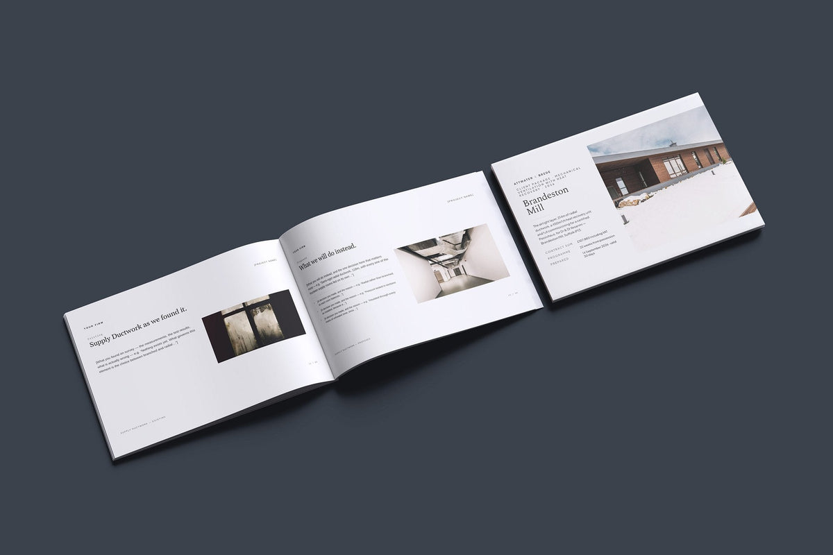 MVHR Client Package, Ivory colourway, cover and inside spread mockup