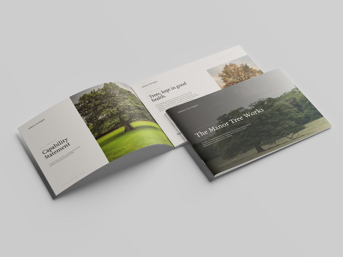 Tree Surgeon Project Pack in PowerPoint, printed and open at the first pages