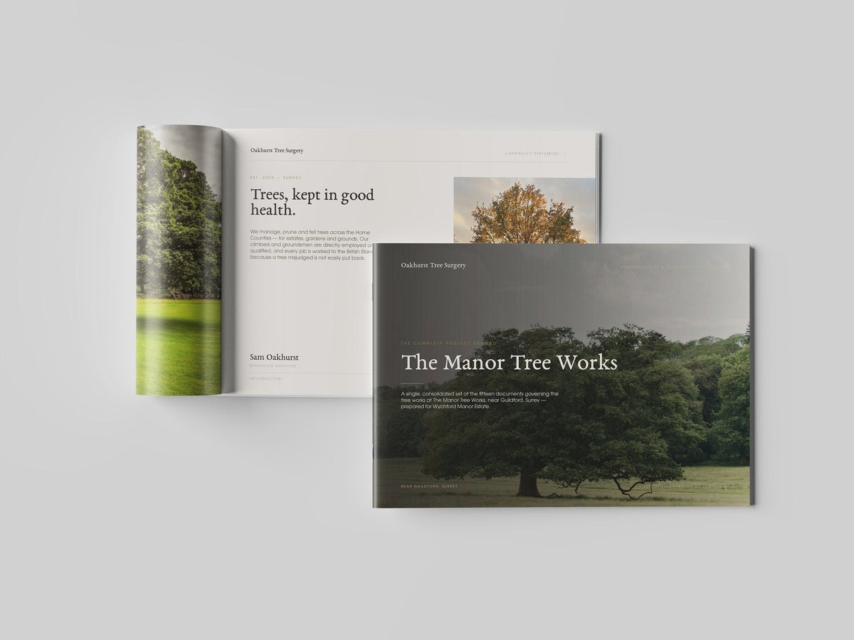 Tree Surgeon Project Pack in PowerPoint, printed and open at an inside page