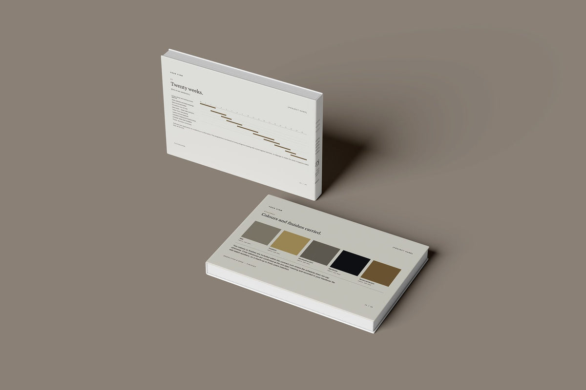 Orangery Client Package, Oat colourway, floating books mockup