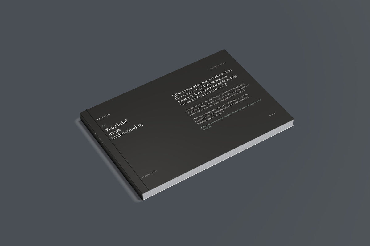 Orangery Client Package, Standard colourway, closed magazine mockup