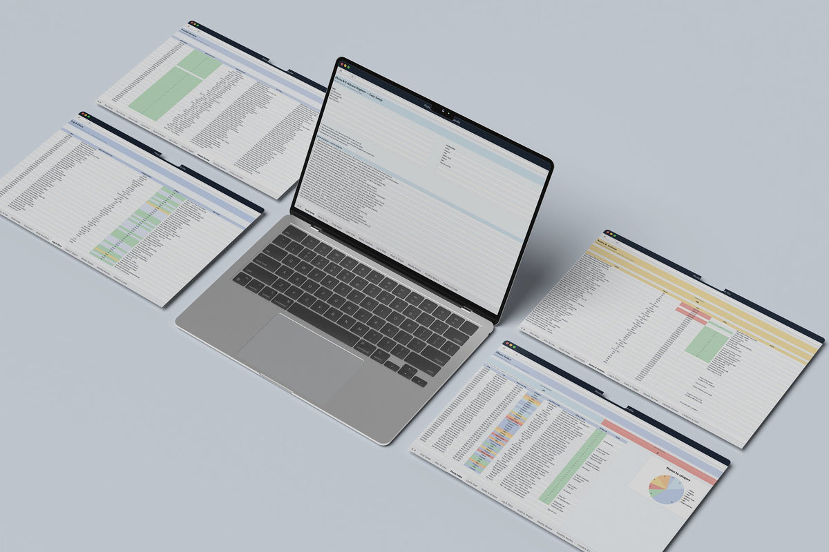 Photo Evidence Register Excel template, Easy Setup tab on a laptop screen